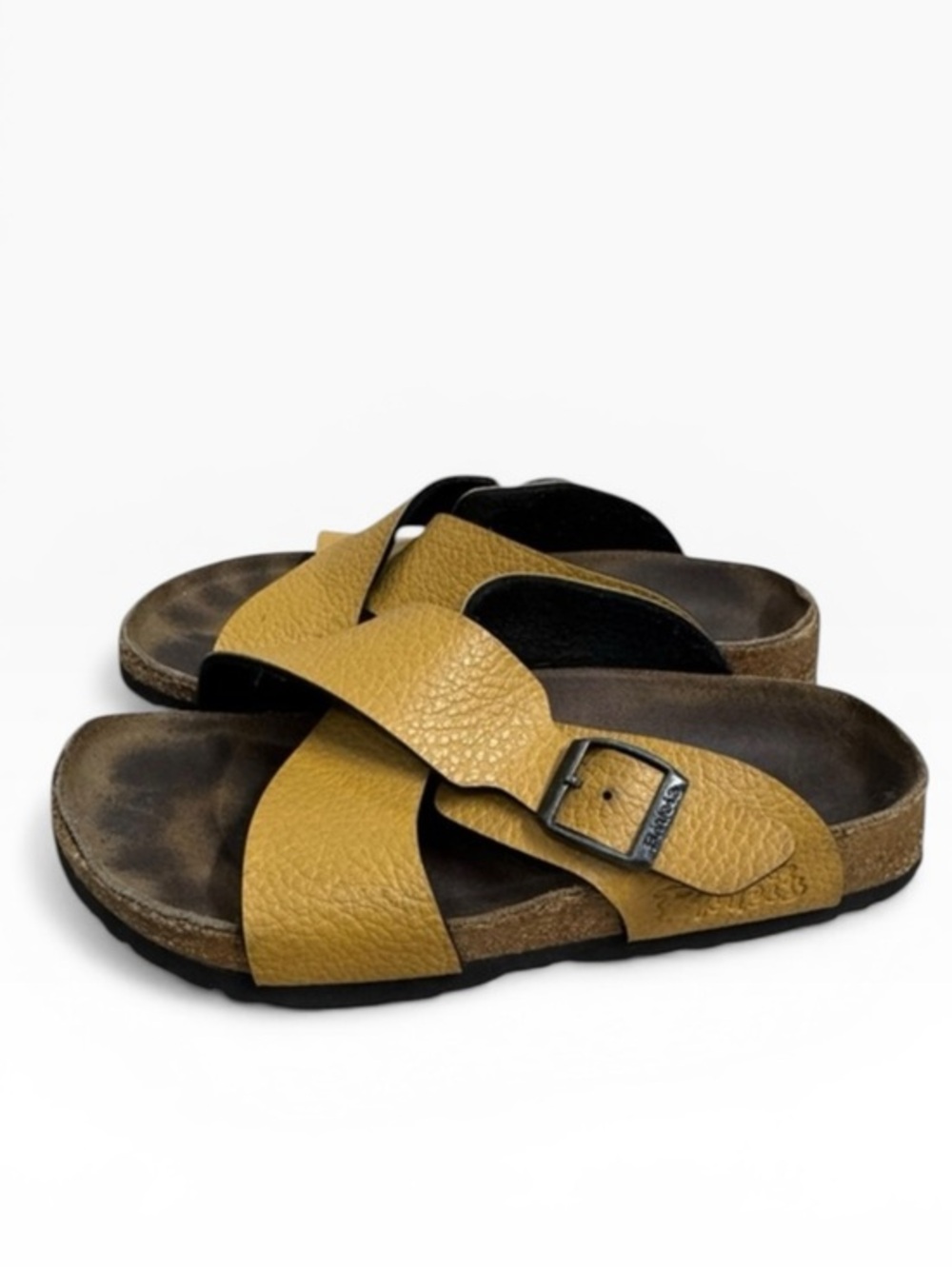 Birkenstock Birki’s Dijon Crossover Sandals Yellow Tan Leather Size 5 EU 36